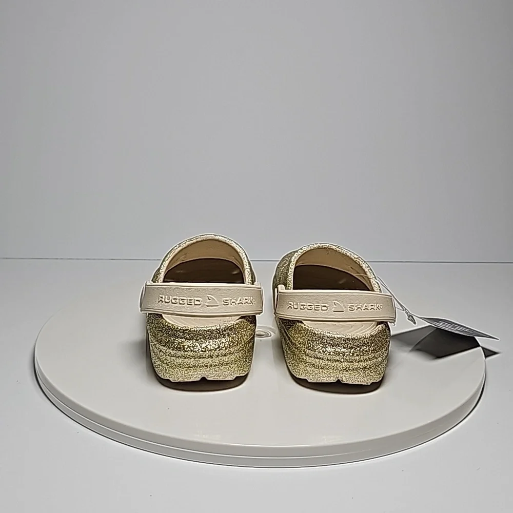 Rugged Shark Eva Clog Sandal Shoes Washable Floatable Glitter Gold Toddler 7